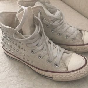 Converse silver stud high tops women’s size 7.5